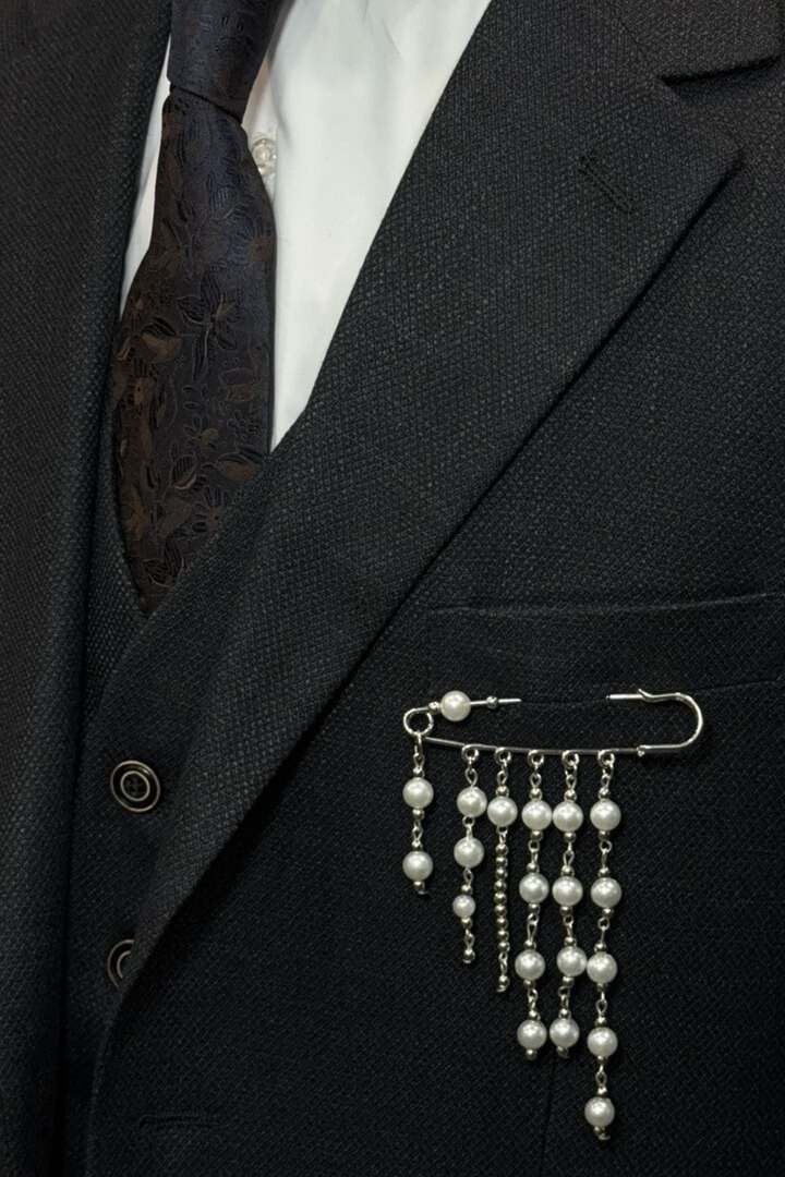 Мужская брошь с жемчугом, модель №195