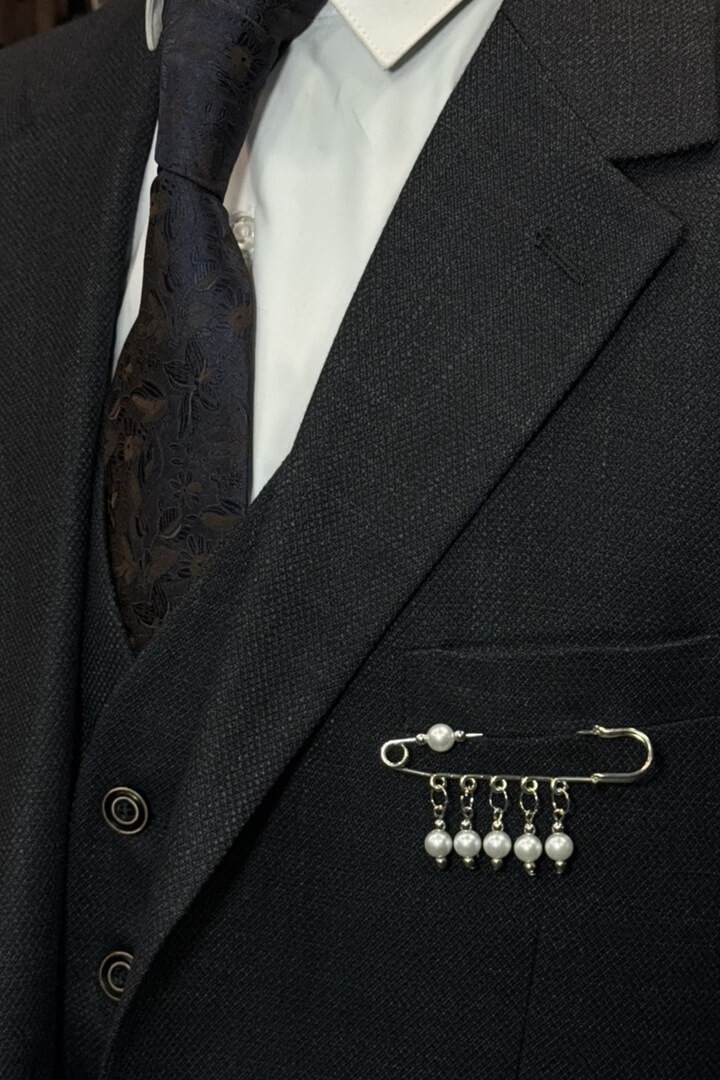 Мужская брошь с жемчугом, модель №196
