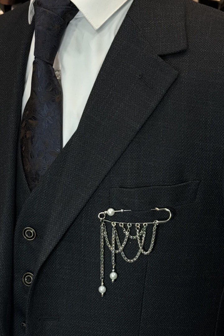 Мужская брошь с жемчугом, модель №199